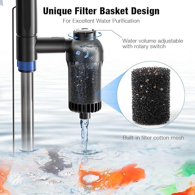 bedee Aquarium Vacuum Gravel Cleaner 6 in 1 Multifunctional 24W Waterproof Fish Tank Gravel Cleaner Vacuum for Water Changer, Sand Wash Algae Cleaner Water Shower and Water Circulation