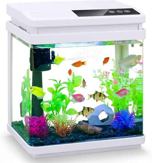 Beginner Betta Fish Tank Aquarium kit Intelligent Timed Shutdown, Seven LED Lights, Adjustable Brightness, High-Transparency Glass, Efficient Filtration