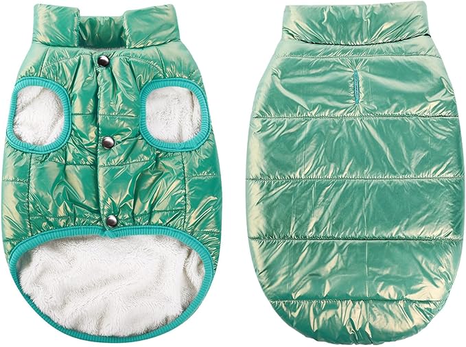 ASENKU Dog Winter Coat - Waterproof Windproof Dog Jacket, Warm Snowproof Doggie Puffer Vest for Cold Weather, Lightweight Snow Coats for Small Medium Large Dogs (Mint Green, S)