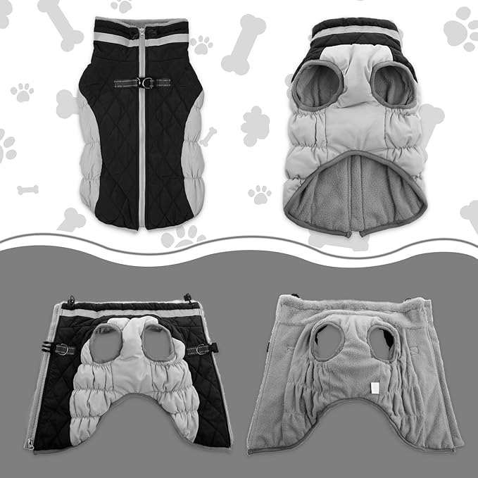 Lelepet Dog Coat Warm Dog Winter Coat Waterproof Dogs Jacket with Harness Built in Reflective Pet Fleece Vest Zip-Up Cold Weather Coats for Extra Large Dogs Turtleneck & Windproof Coats Great Dane 3XL
