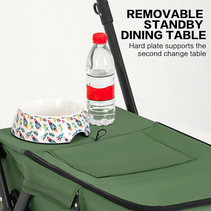 Pet Stroller Cat Dog Stroller Travel Folding Pet Carriers（Green）