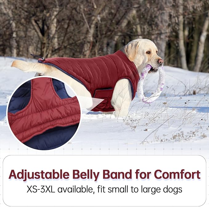 Lelepet Dog Puffer Jacket Warm Dog Coat Ultra Lightweight Windproof Padded Vest for Small Medium Large Dogs Winter Coats with Hook & Loop, Non-Shedding, Easy on/Off, Shih Tzu, Wine Red, S