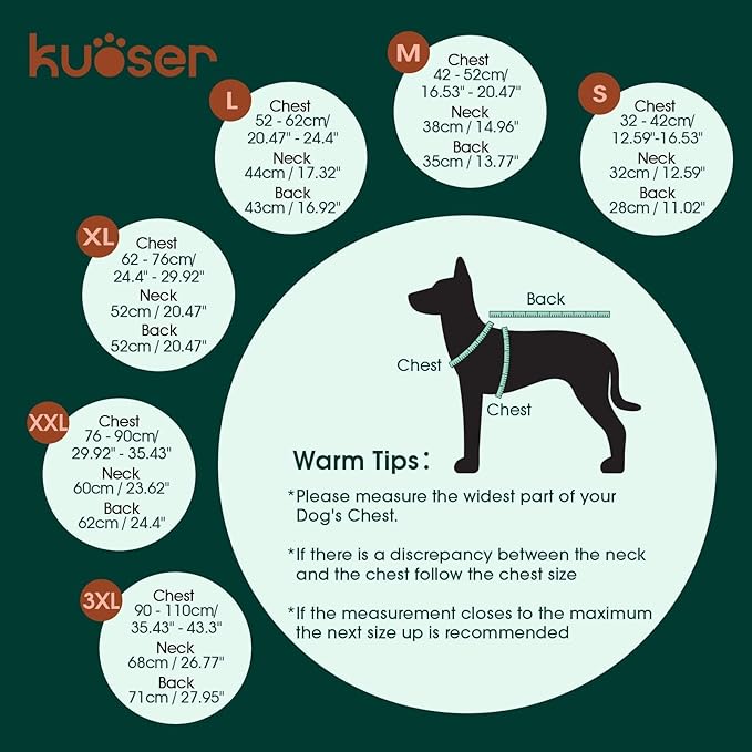 Kuoser Extra Warm Dog Coat, Windproof Cold Weather Jacket for Small Dogs, Fleece Lining Turtleneck Dog Jacket Pet Christmas Snowsuit Puppy Reflective Adjustable Winter Clothes, Red S