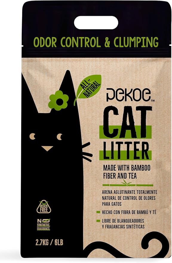 PeKoe All-Natural Odor Control & Clumping Cat Litter with Bamboo and Tea, 6-lb Bag (Pack of 1)
