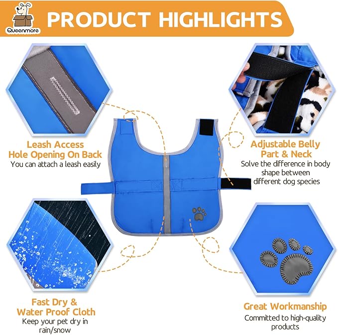 Queenmore Cold Weather Dog Coats Loft Reversible Winter Fleece Dog Vest Waterproof Pet Jacket Available in Extra Small, Small, Medium, Large Extra Large Sizes