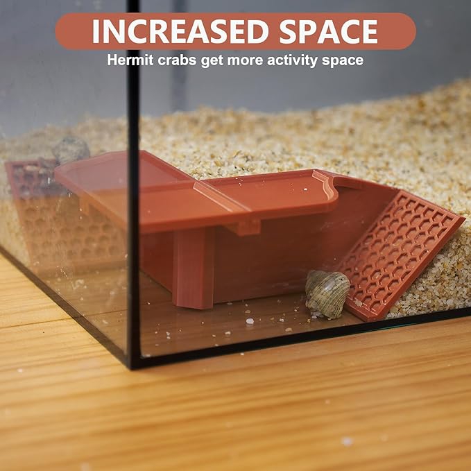 Hermit Crab Underground Hideout Cave Corner, 3 in 1 Multiple Shape Hermit Crab Climbing Accessories, Reptile Tank Accessories for Gecko Frog Tortoise