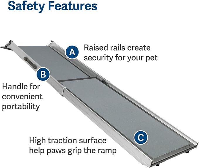 PetSafe Happy Ride Compact Telescoping Dog Ramp - Portable Pet Ramp for Cars, Trucks & SUVs with Adjustable Sizing - Non-Slip Design - Lightweight Pet Mobility Assistance