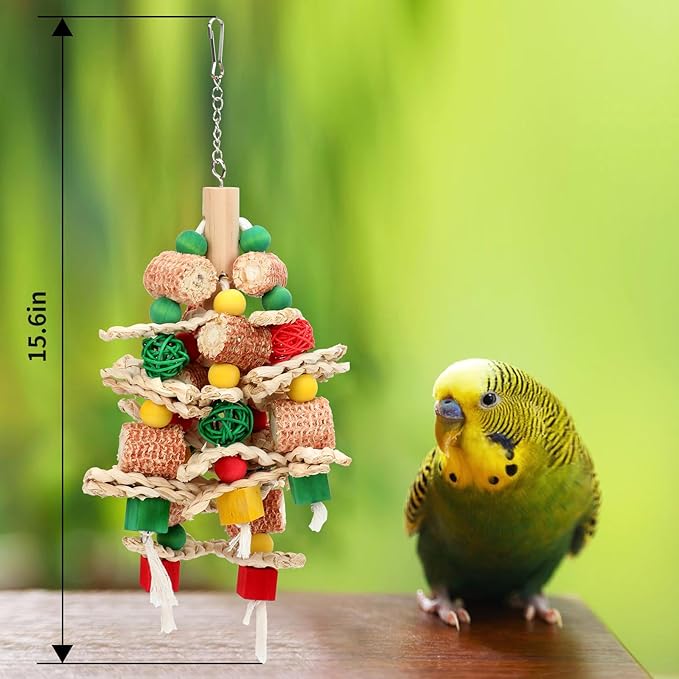 Rypet Wood Bird Chewing Toys for Cage Wall, Wooden Bird Cage Toy for Helping to Trim Beak, Birds Toys Parrot Toy for African Grey Parrots Cockatoos Amazon Parrot and Other Small to Medium Parrots