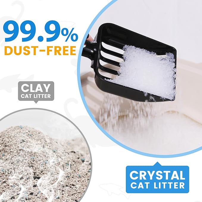 NEWORD Crystals Cat Litter Superior Odor Control 14 lbs Total (2 Pack of 7lb Bags) Soft-On-Paws Low Tracking Dust-Free White Silica Gel, Unscented