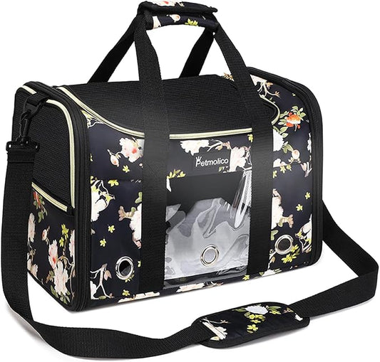 Petmolico Cat Carrier Soft-Sided Pet Bag for Small Medium Cats Puppies 16LBs - Airline Approved Pet Travel Carrier 3 Open Doors (Medium,Mixed Yellow)
