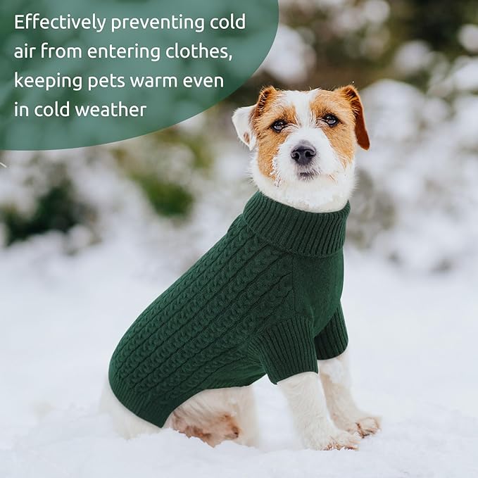 SAWMONG Dog Sweater, Dog Sweaters for Large Dogs Girls Boys, Pullover Turtleneck Knitted Doggy Sweatshirt, Cold Weather Pet Clothes（Green, 2X-Large