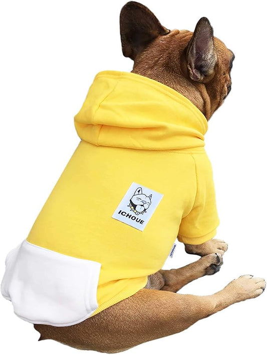 iChoue English Bulldog Clothes Hoodies for Dogs French Frenchie Pug English Boston Terrier Bully Pitbull Corgi Sweatshirt Sweater Clothing - Yellow/XXLarge