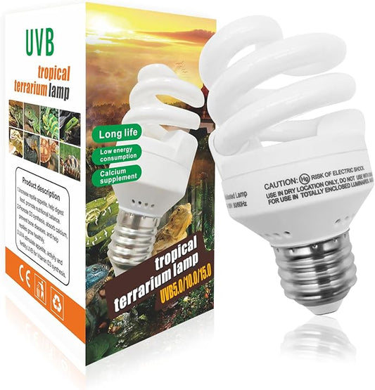 UVB Light Bulb for Reptiles, 9W 10.0 UVA UVB Heat Lamp Bulbs Ideal for Rainforest Reptiles, Bearded Dragons Lizard Turtle Tortoise Iguanas Chameleons Snake (1 Pack)