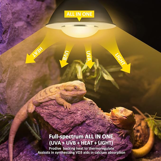 UVA UVB Reptile Light 160W Heat Lamp Bulb, Bearded Dragon Basking Spot Full Spectrum Self-Ballasted Mercury Vapor Bulb for Reptiles and Amphibian