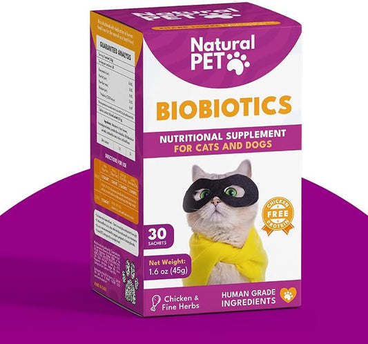 Biobiotics Digestive Support Supplement for Cats & Dogs - Chicken & Herb Flavor - 30 Sachets for Digestive Wellness