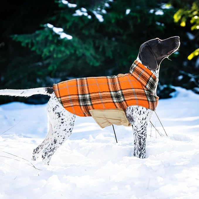 Kuoser Warm Dog Coat, Waterproof Dog Jacket for Extra Large Dogs, Adjustable Durable XXXL Doggie Winter Coat Reversible Puppy Cold Weather Apparel for Large Breed, Orange 3XL