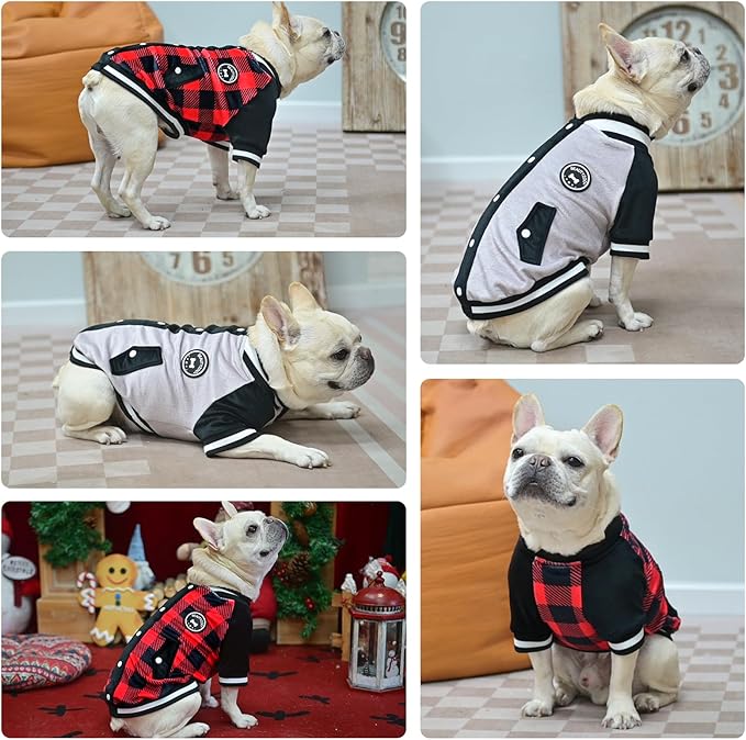 BEAUTYZOO Dog Hoodie for Small Medium Dogs, Fall Winter Warm Clothes for Puppy S M Sized Dogs Girl Boy, Dog Sweater Hoodies Baseball Sweatshirt Jacket Bulldog Pitbull Cat Clothing Coat- Buffalo