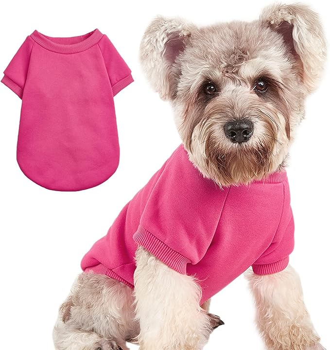 Puppy Sweater for Small Dogs Clothes Warm Winter Cat Clothe Pet Sweatshirt Knitwear Doggie Kitten Clothing, Rose, Large