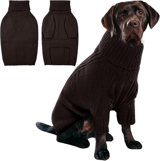 IECOii XL Dog Sweater,Winter Doggy Clothes for Large Dogs Girl Boy,Warm Pullover Soft Dog Sweater Turtleneck,Lightweight & Good Stretch for Active Dogs Like Beagle,Border Collie (Brown,XLarge)