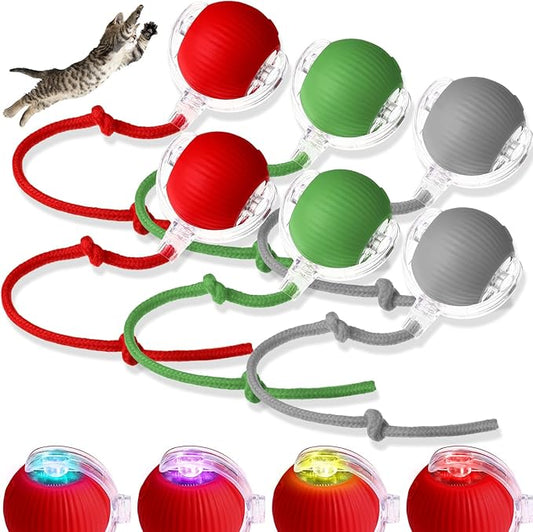 6 Pack Interactive Cat Ball Toy 360° Automatic New Interactive Rolling Ball 2025 Rechargeable for Indoor Cat Dog Exercise Electric Self Rolling Toy for Large and Small Puppy Kitten