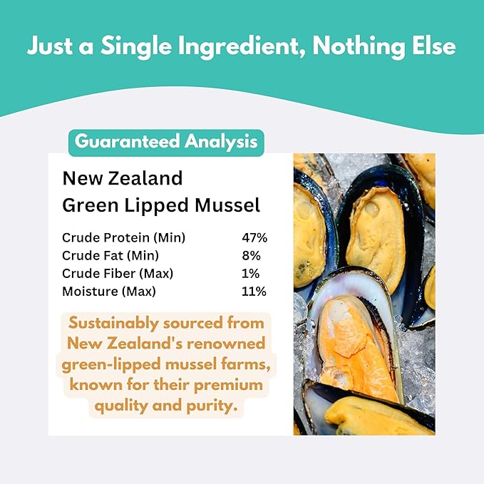 ALFIE'S TREATOS Green Lipped Mussels for Dogs & Cats (10.6 oz, 4x2.65 oz), Bulk Bundle, Air-Dried Dog Treats, Natural Supplement & Omega-3 Food Topper, Single Ingredient, Freeze-Dried Alternative