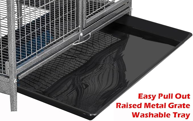 Deluxe Two Full Story Double Unit 4-Tiers Chew-Proof Tight 1/2-Inch Bar Spacing Double Durable Front Doors Feisty Ferret Hammock Squirrel Chinchilla Rat Gerbil Small Animal Critter Rolling Home Cage