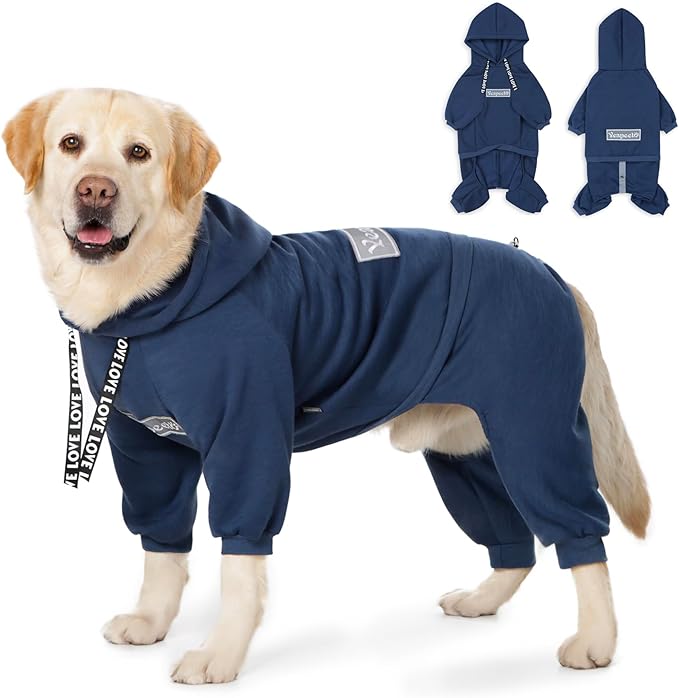 Dog Hoodies Winter Coat for Large Medium Dogs, Pullover 10 Legs Warm Coat Hooded Sweatshirt, Fleece Hoodie for Cold Weather (Dark Blue, 2X-Large)