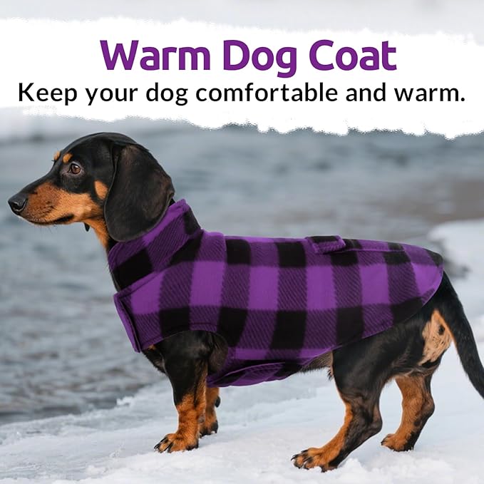 ASENKU Dog Jacket Plaid Reversible Reversible Dog Vest Waterproof Cold Winter Clothes Pet Apparel for Small Medium Large Dogs (L, Purple)