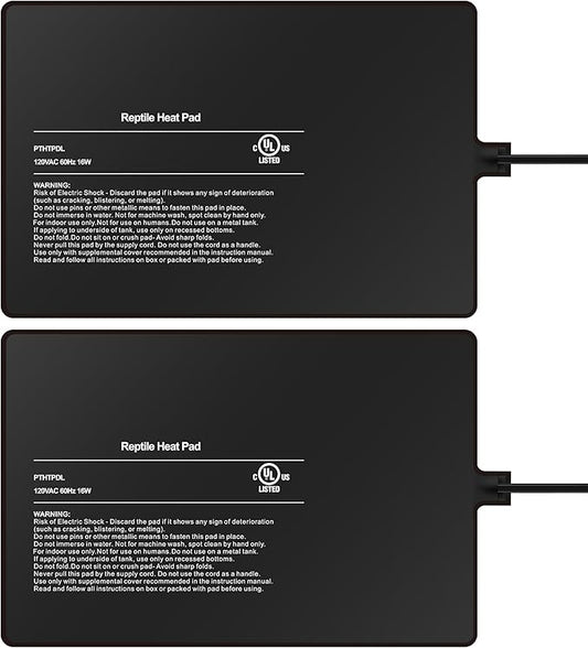 Simple Deluxe 8X12 Inch 16W Reptile Heating Pad Electric Indoor Under Tank Terrarium Heating Mat Waterproof for Turtles, Lizards, Frogs, and Other Reptiles, 2 Pack