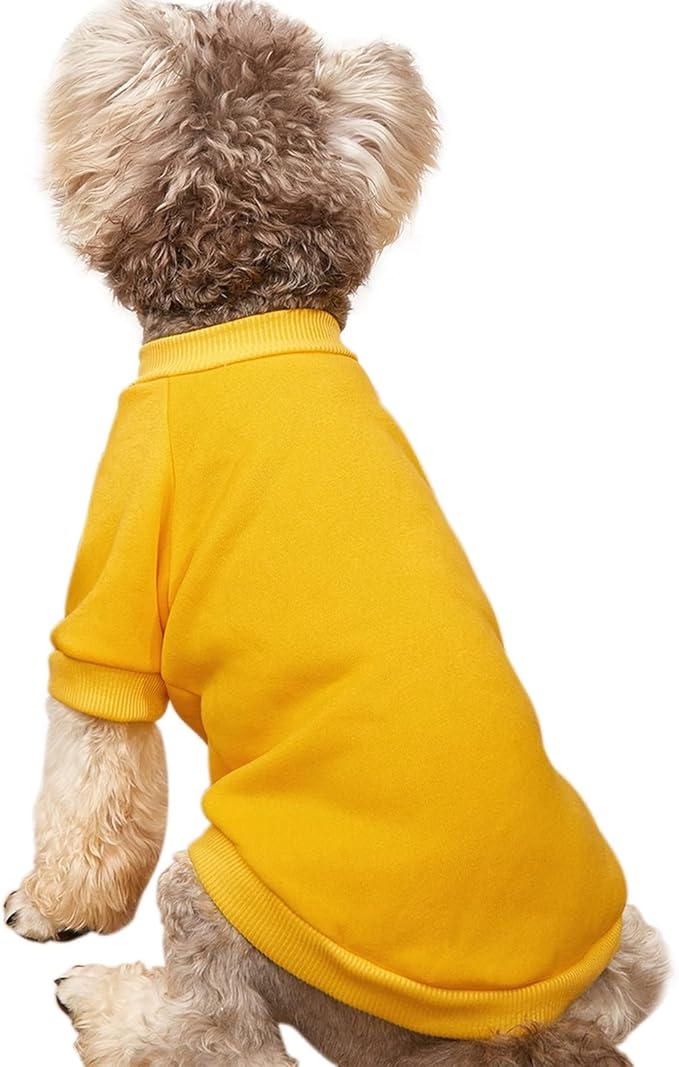 Puppy Sweater for Small Dogs Clothes Warm Winter Cat Clothe Pet Sweatshirt Knitwear Doggie Kitten Clothing, Yellow, Medium