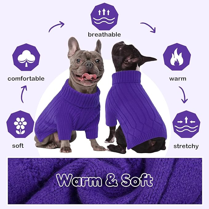 XXL Dog Sweaters for Extra Large Dogs, Warm Winter Fall Dog Sweaters for Dog Girls Boys, Turtleneck Dog Knitwear,Doggie Christmas Sweater,Pet Sweatshirt Clothes Outfit Knit Labrador(Purple XXL)