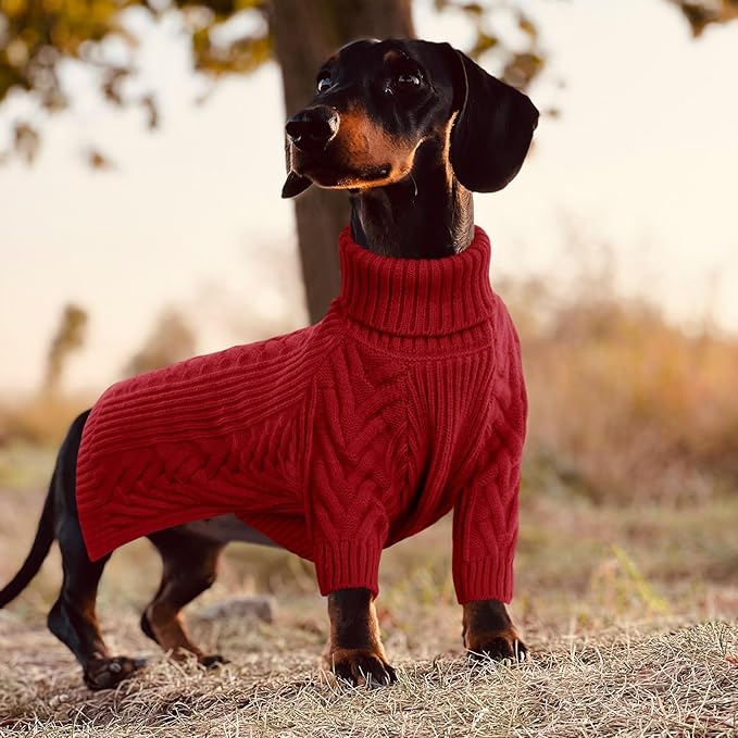 ASENKU Extra-Large Dog Sweater, Dog Sweaters for Extra Large Dogs, Pet Sweatshirt Apparel Turtleneck Pullover Winter for Doberman, Great Dane (Red, 3XL)