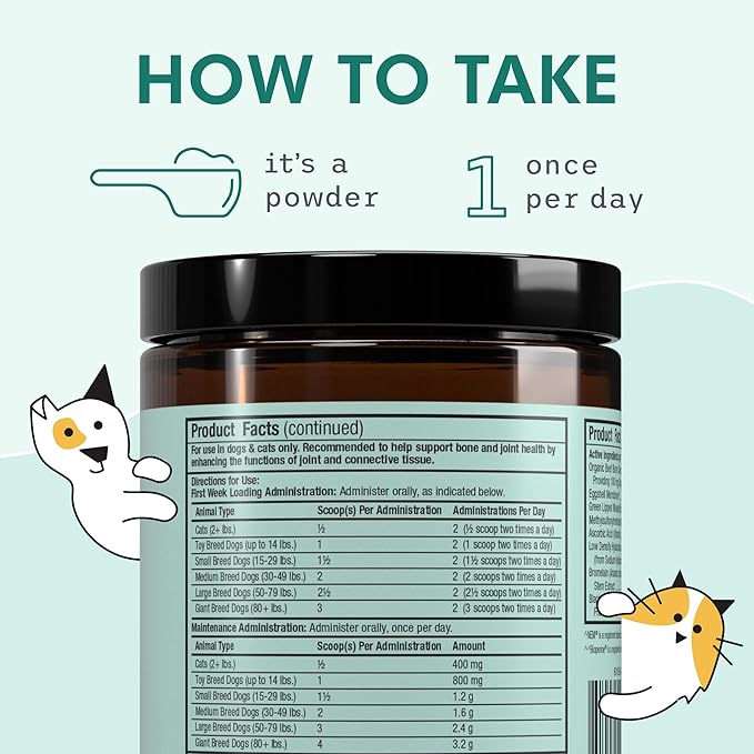 Bark & Whiskers Joint Support for Dogs & Cats, 1.69 Oz. (48 g), Collagen & Hyaluronic Acid, Promotes Mobility, Veterinarian Formulated, Non-GMO, Dr. Mercola