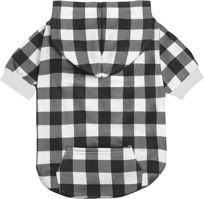 GreenJoy Plaid Dog Sweaters Hoodies Sweatshirts for Dogs Cats, Warm and Soft Cold Weater Coats for Christmas (Black, Small)