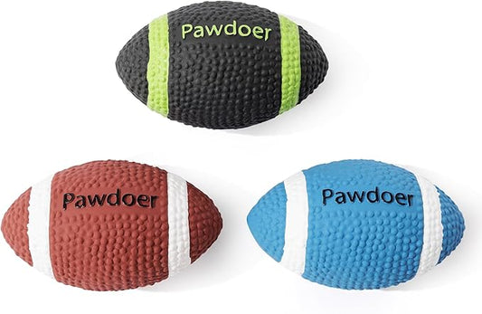 3 Pack Squeaky Dog Ball, Soft Latex Rubber Squeaky Toy for Small Dogs Puppies, Cute Bounce Squeak Football for Fetch Play