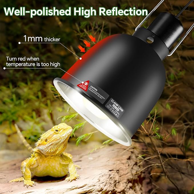 5.5 inch Reptile Heat Lamp Fixture with Thermostat and Timer,Reptile Light Fixture with 100W Ceramic Heat Emitter, PID Temperature Controller for UVB Lights, Basking Bulbs and Terrariums