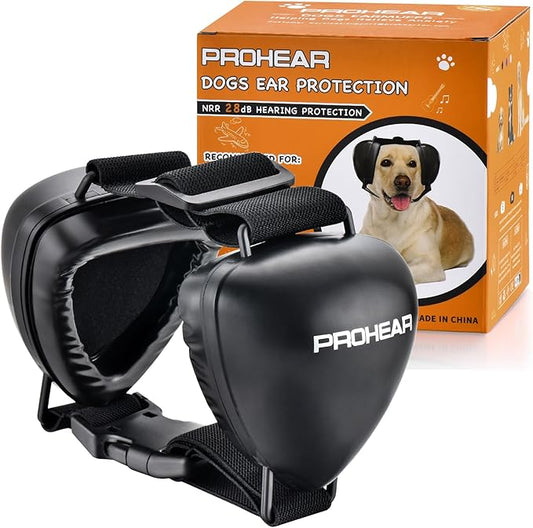 PROHEAR Ungrade Gel Pads Dog Ear Muffs Hearing Protection for Dogs, NRR 28dB for Thunder, Hunting, Tourism,Medium - Black