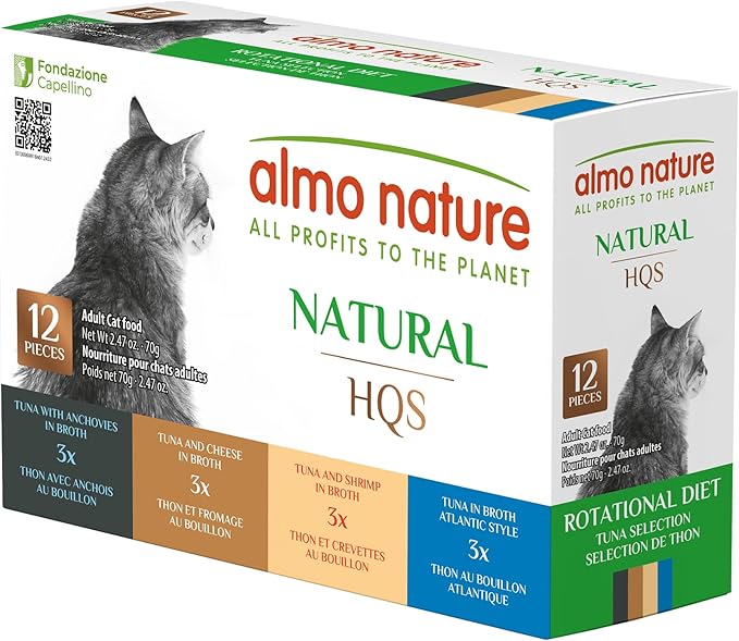 almo nature HQS - Cat Wet Food, Rotational Diet, Tuna Selection, 2.47 oz, Pack of 12