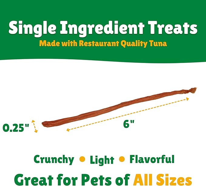 Lucky Premium Treats Tuna Jerky Straws All Natural Tuna Jerky Dog & Cat Treats, Rich Source of Omega-3 (7 oz)