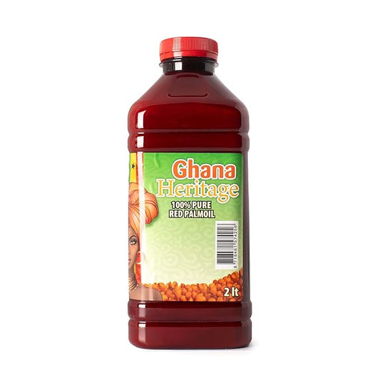 Ghana Heritage 100% Red Palm Oil 67.63 Fl Oz – Pure Red Palm Oil for Cooking – Natural African Palm Fruit Oil, Authentic Pure Red Oil for Stews, Sauces, and More, 2 Liter Bottle