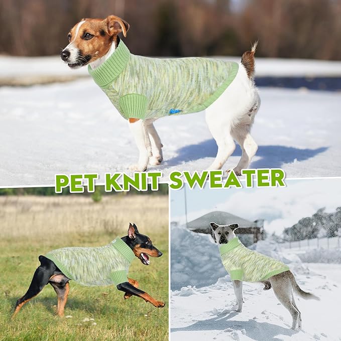 Pet Clothing,Turtleneck Dog Sweater,Sweaters for Dogs Boys and Girls,Pullover Dog Sweaters,Pet Knitted Clothes,Fit for Different Kinds Dogs,for Spring,Autumn and Winter(Green S)