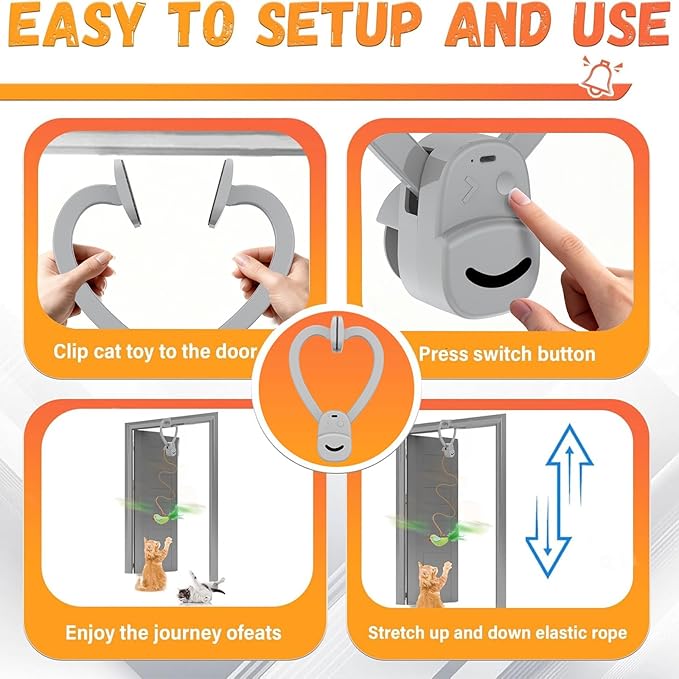 Interactive Cat Toys for Indoor Cats Automatic Electric Flying Bird Feather Wand Toy - Best Kitten & Adult Cat Enrichment Toy Hanging Electric Kitty Toys for Bored Cats