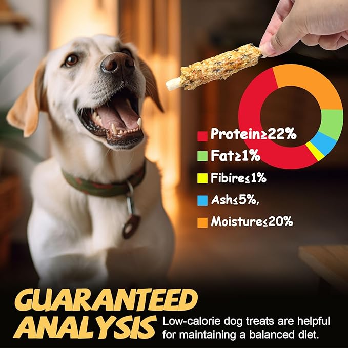 ASMPET Dog Treats Chews, Chicken Wrapped Rawhide Sticks with Superfood Pumpkin Oats and Spinach 10.6 oz