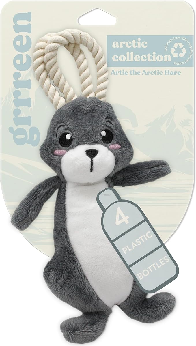 Arctic Collection Dog Toys | Jumbo Sized Artie The Arctic Hare | Cute, Durable, & Sustainable Plush Chew Toys for Dogs 50 lbs & up | Eco Friendly & 100% Recycled Materials