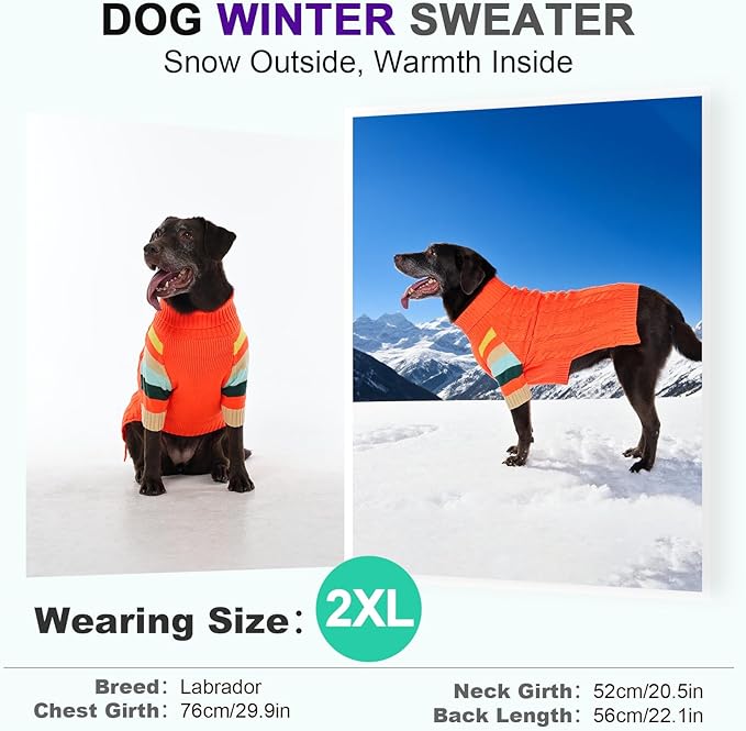 XLarge Dog Sweaters Male Female, Large Dog Sweater Turtleneck Stretchy, XL Dogs Sweaters for Winter Spring Autumn Christmas, Sweater for Extra Large Dogs Collie Pitbull, Pet Knitwear XL