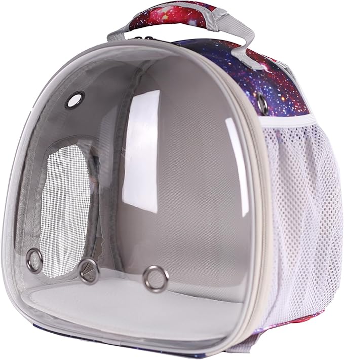 Guinea Pig Carrier Backpack, Bearded Dragon Backpack, Reptile Lizard Clear Space Capsule Bubble Astronaut Window Backpack Carrier for Bunny Hedgehog Rabbit Hamster (Galaxy Blue)