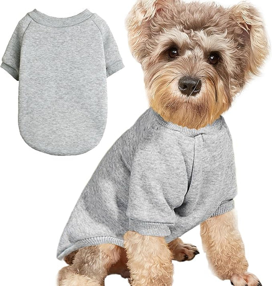 Puppy Sweater for Small Dogs Clothes Warm Winter Cat Clothe Pet Sweatshirt Knitwear Doggie Kitten Clothing, Grey, X-Small