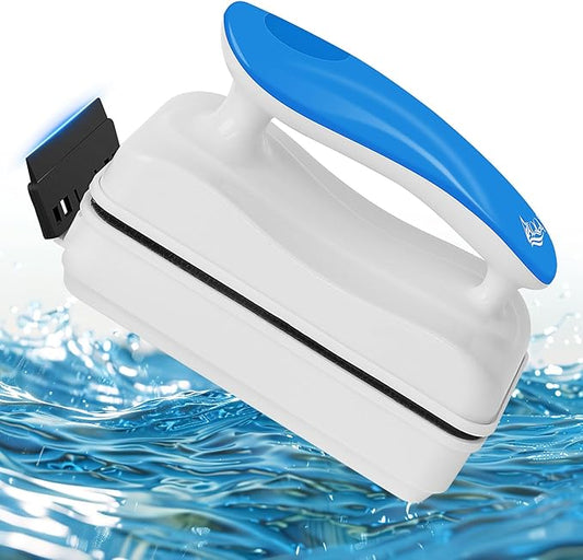 AQQA Aquarium Magnet Glass Cleaner,Dolphin Series-Fish Tank Algae Scraper Brush Cleaner for Glass or Acrylic,2 Detachable Blades Floating Cleaning Tool for 1/4"-2/3" Thickness