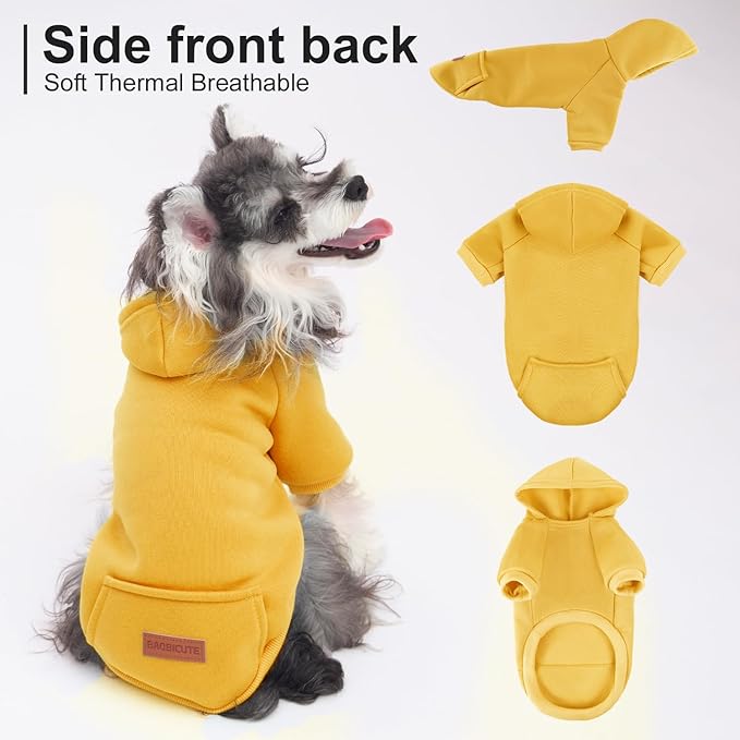 2 Pack Dog Hoodie Warm Hood Dog Sweater Cold Weather Small Dogs Sweatshirt Comfort Pet Clothes for Small Medium Dogs with Pockets Cats Chihuahua Clothes for Male Female Girl Boy Sporty Daily Wear