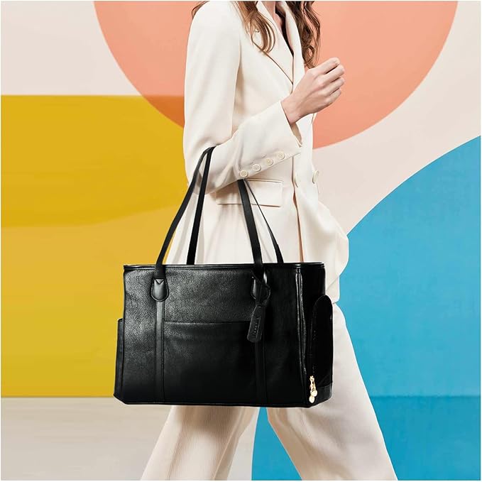 Stylish Dog Purse Carrier, Leather Pet Carrier Bag for Small Dogs Cats Puppy, Airline Approved Soft-Sided Carrier Black